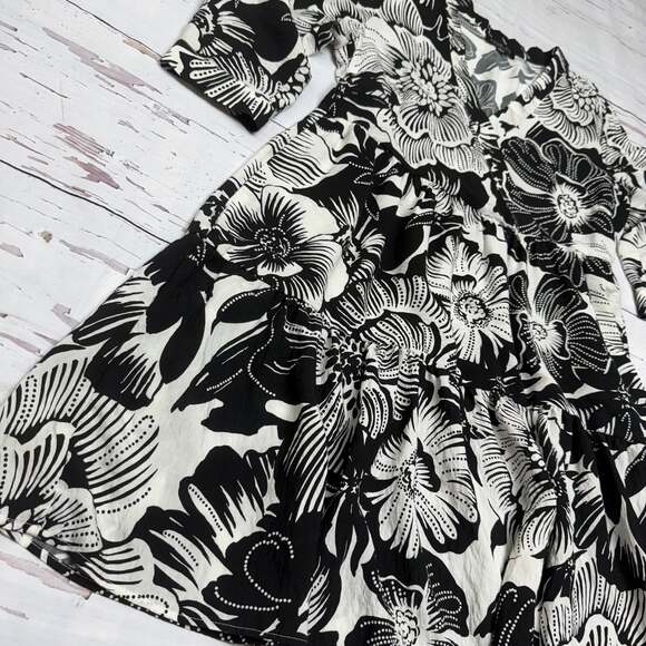 Rachel Zoe Black and White Floral Dress Size M – 3/4 Sleeve - Picture 3 of 8